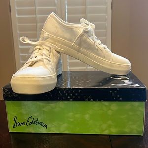 White Sam Edelman canvas Genara tennis shoes size 7. NWOT